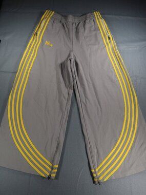 Nameless USA Grey and Yellow Striped Sweatpants Wide Leg Men's Medium Ankle Zip